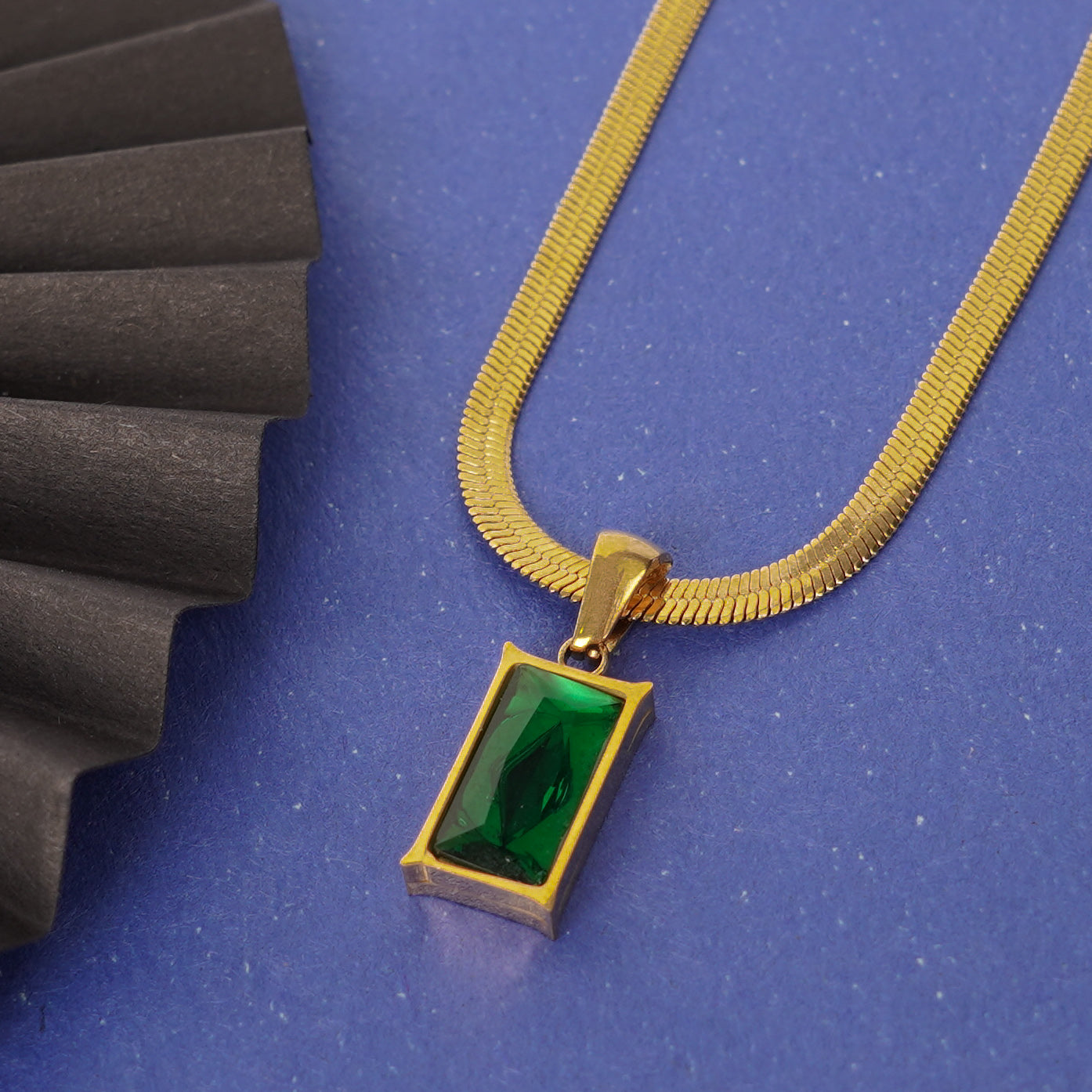 Luxury Rectangle Crystal Gold Necklace