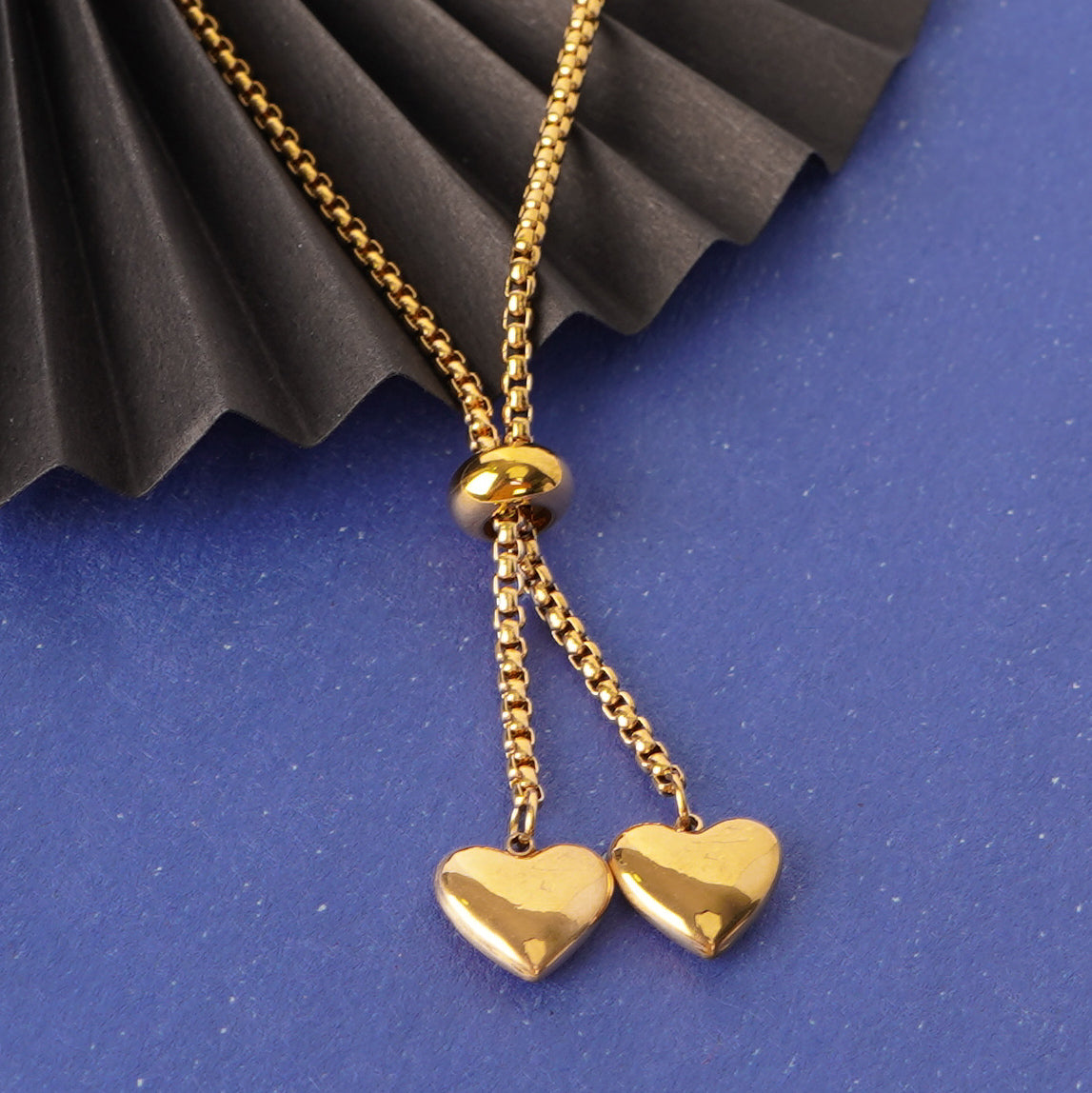 Romantic Heart Gold Finish Necklace