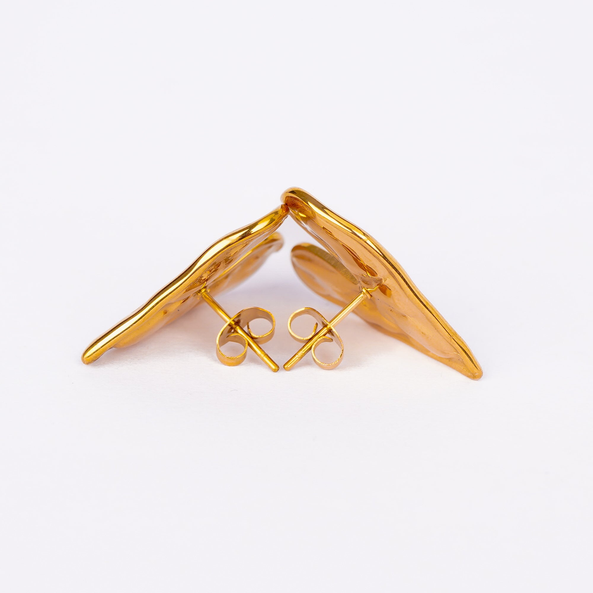 Textured Gold Heart Statement Earrings
