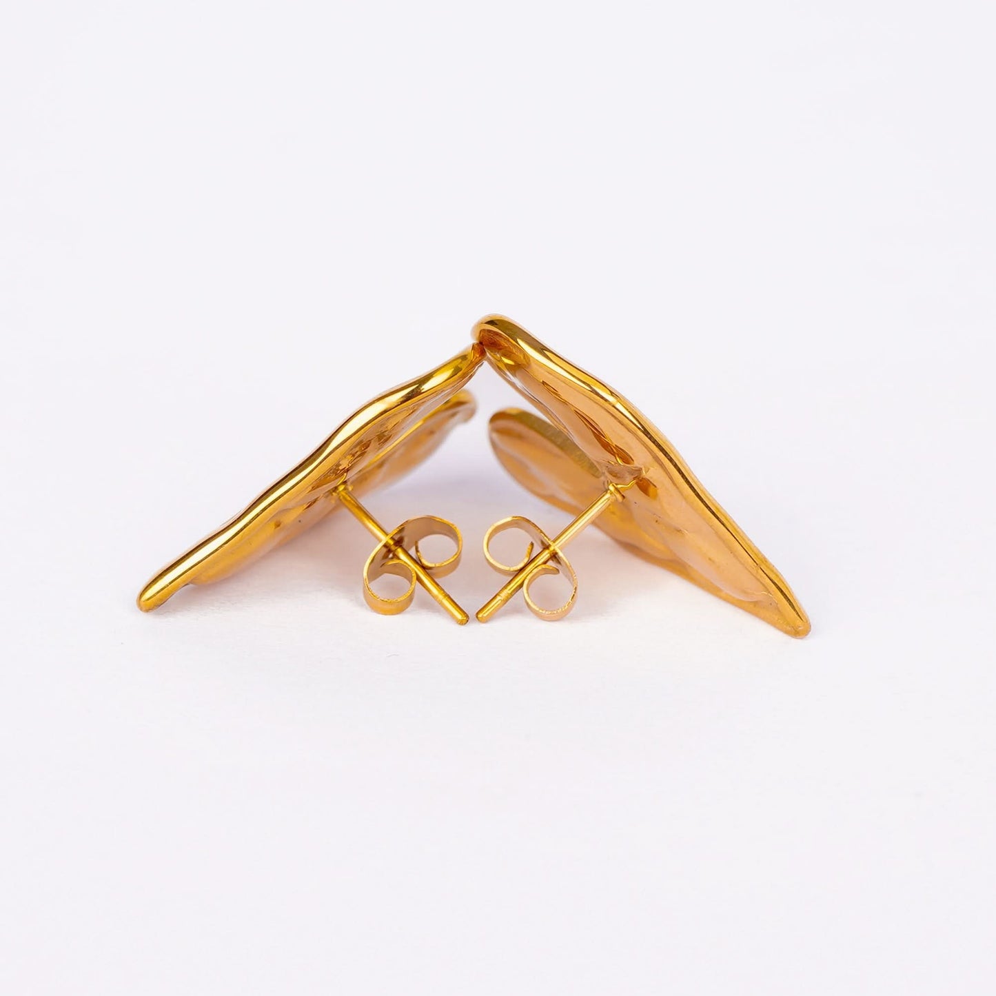 Textured Gold Heart Statement Earrings