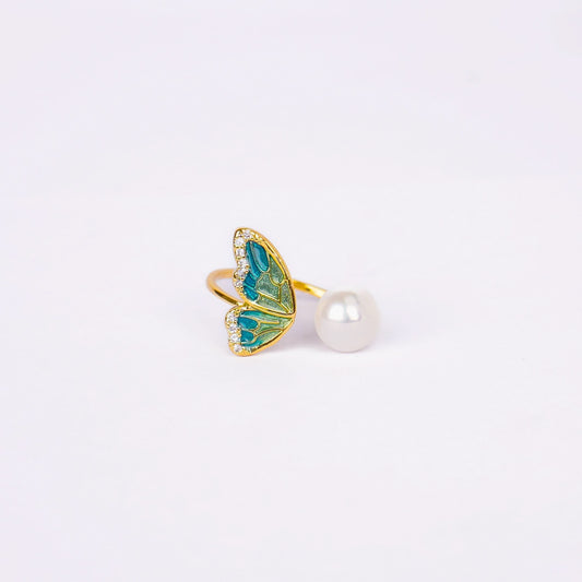Premium Butterfly Wing Pearl Ring