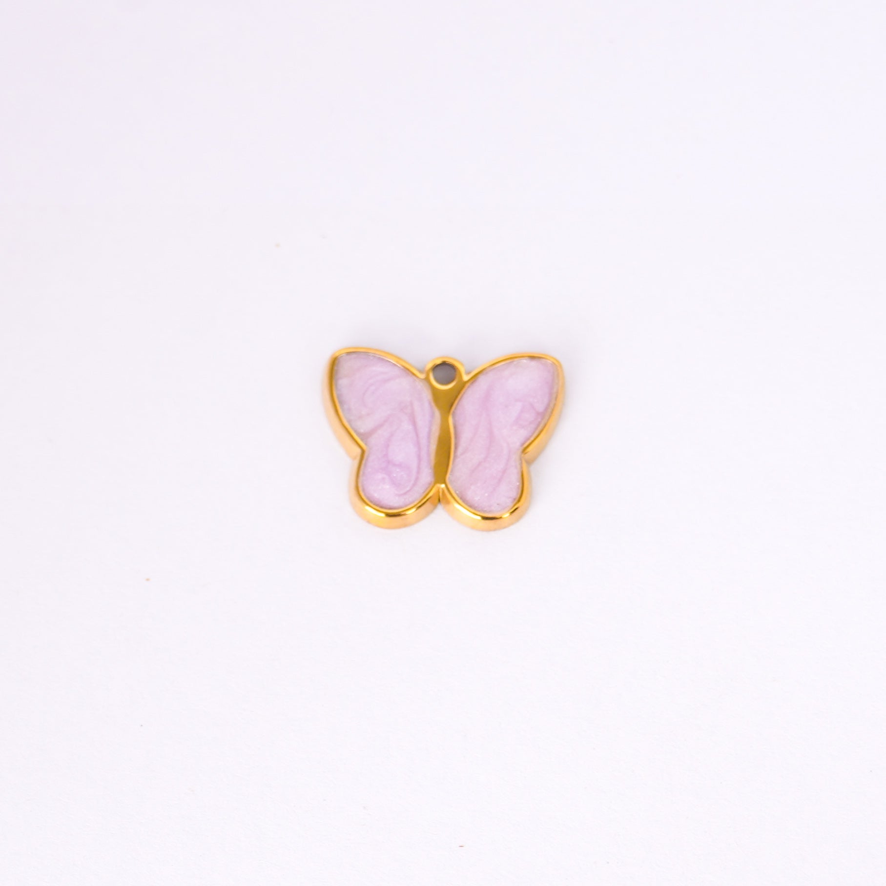 Delicate Pink Butterfly Gold Pendant