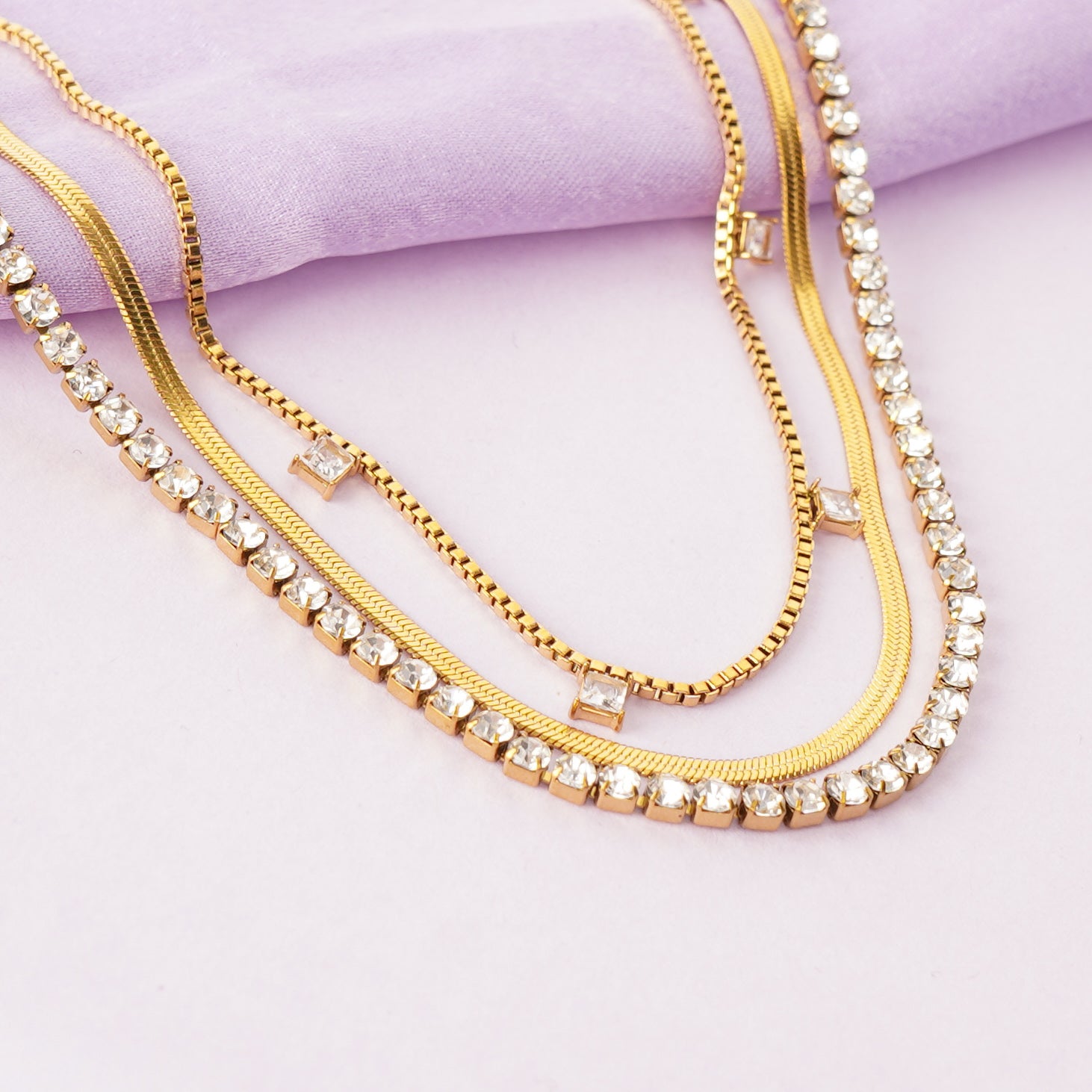 Classic Multi-Layer Diamond Accent Necklace