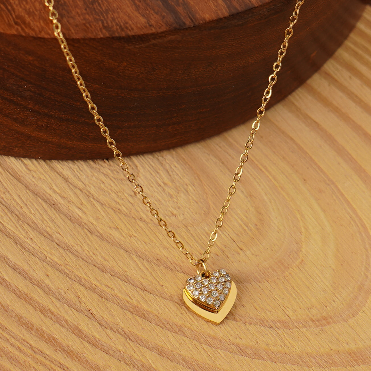 White Gold Finish Glam Heart Necklace