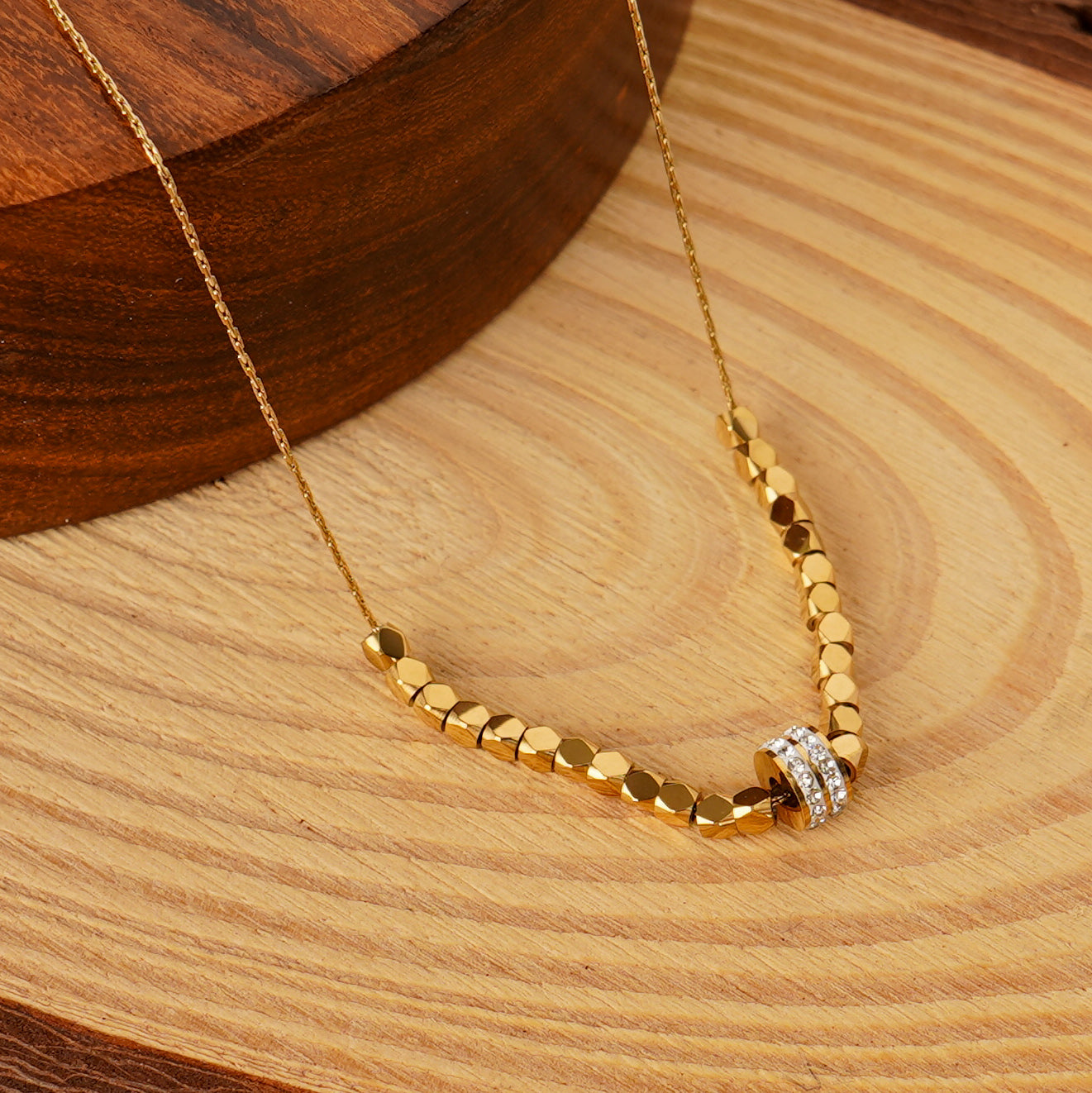 Geometric Diamond-Bead Necklace