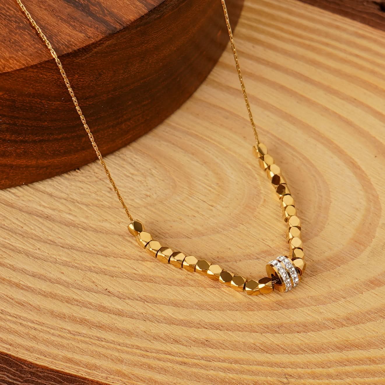Geometric Diamond-Bead Necklace