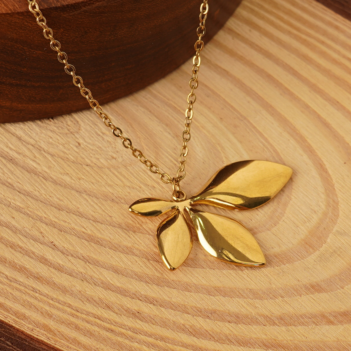Golden Leaf Charm Necklace