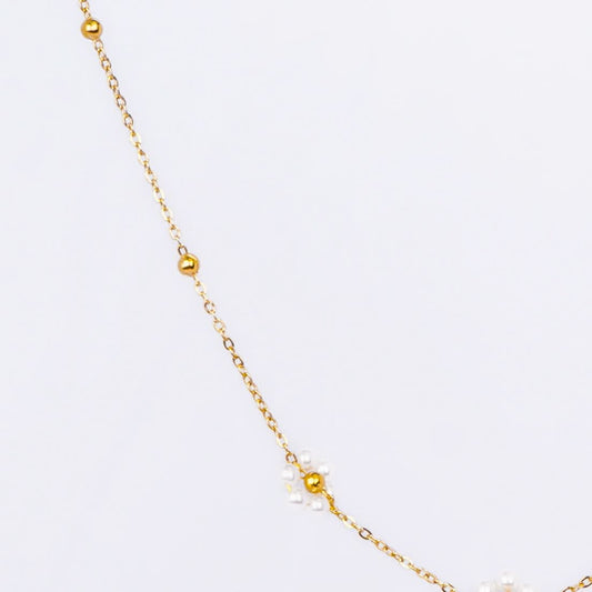 Golden Pearl Blossom Necklace