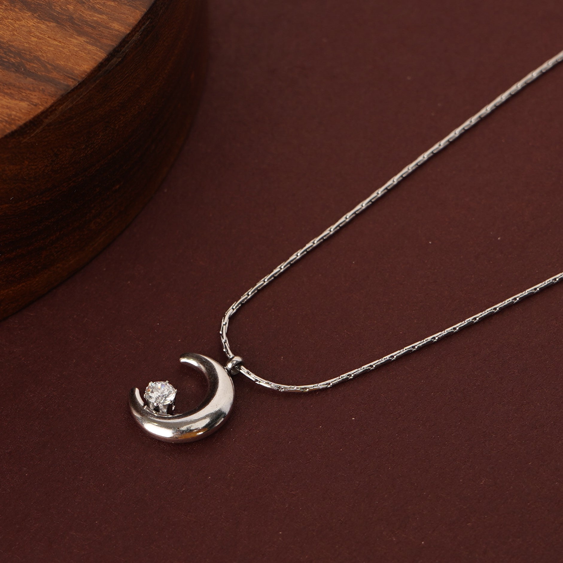 Silver Moon Charm Necklace