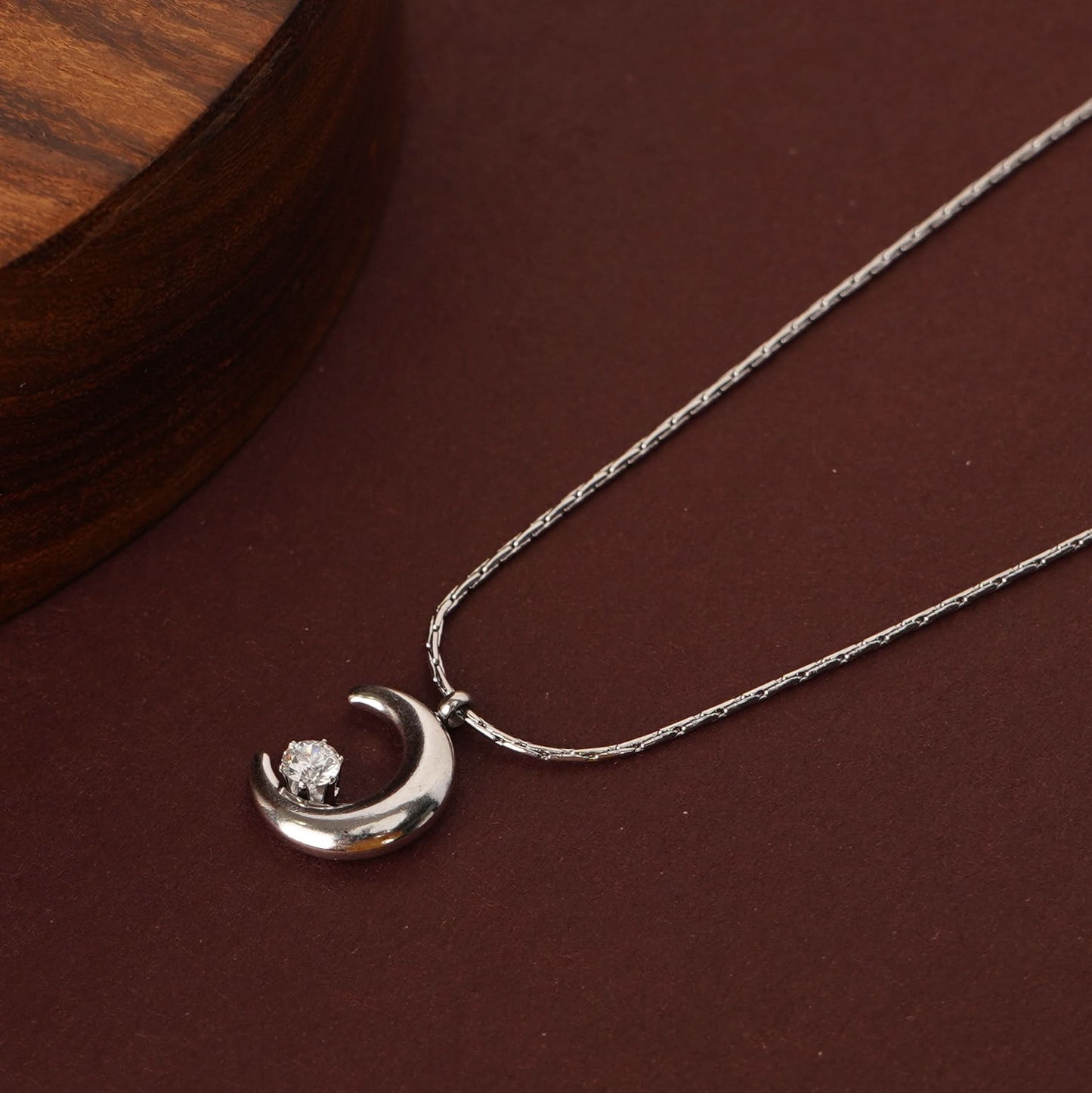 Silver Moon Charm Necklace