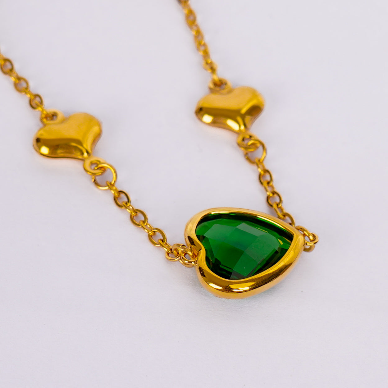 Emerald Love Facet Heart Necklace