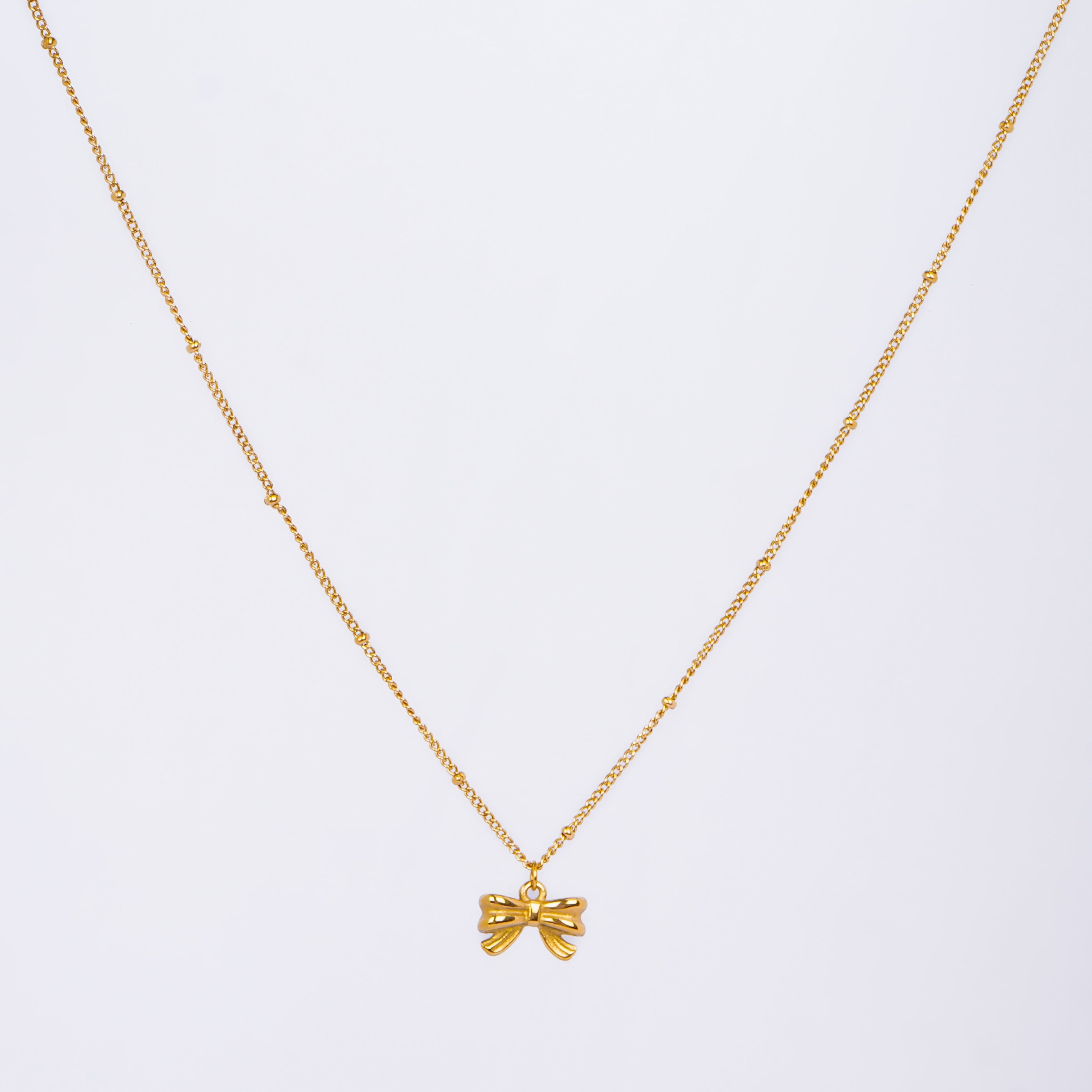 Sweet Bow Gold Pendant Necklace