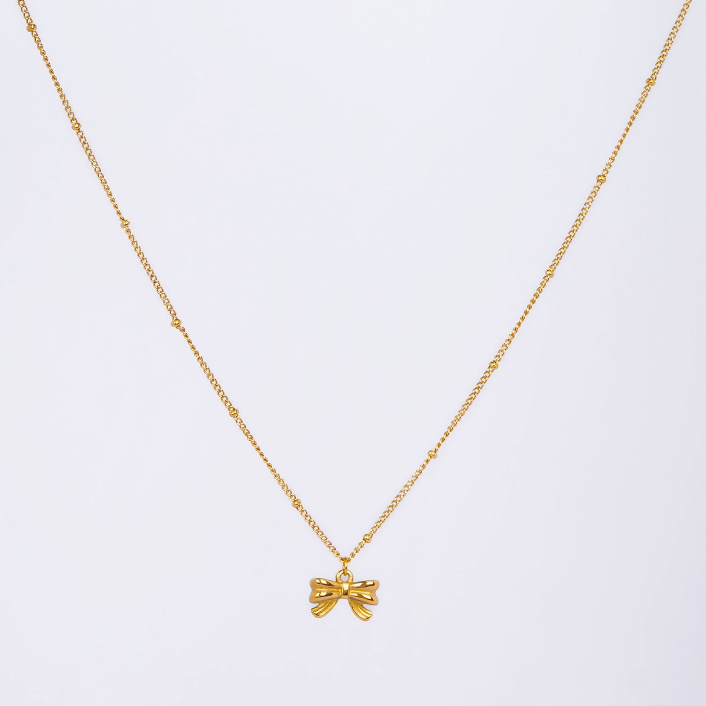Sweet Bow Gold Pendant Necklace