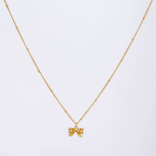 Sweet Bow Gold Pendant Necklace