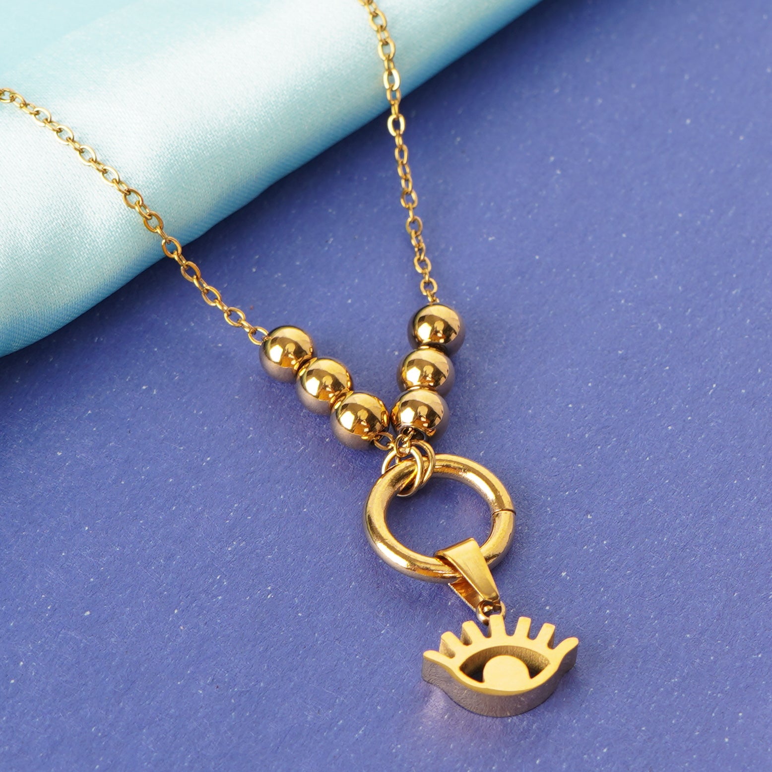 Golden Evil Eye Charm Necklace