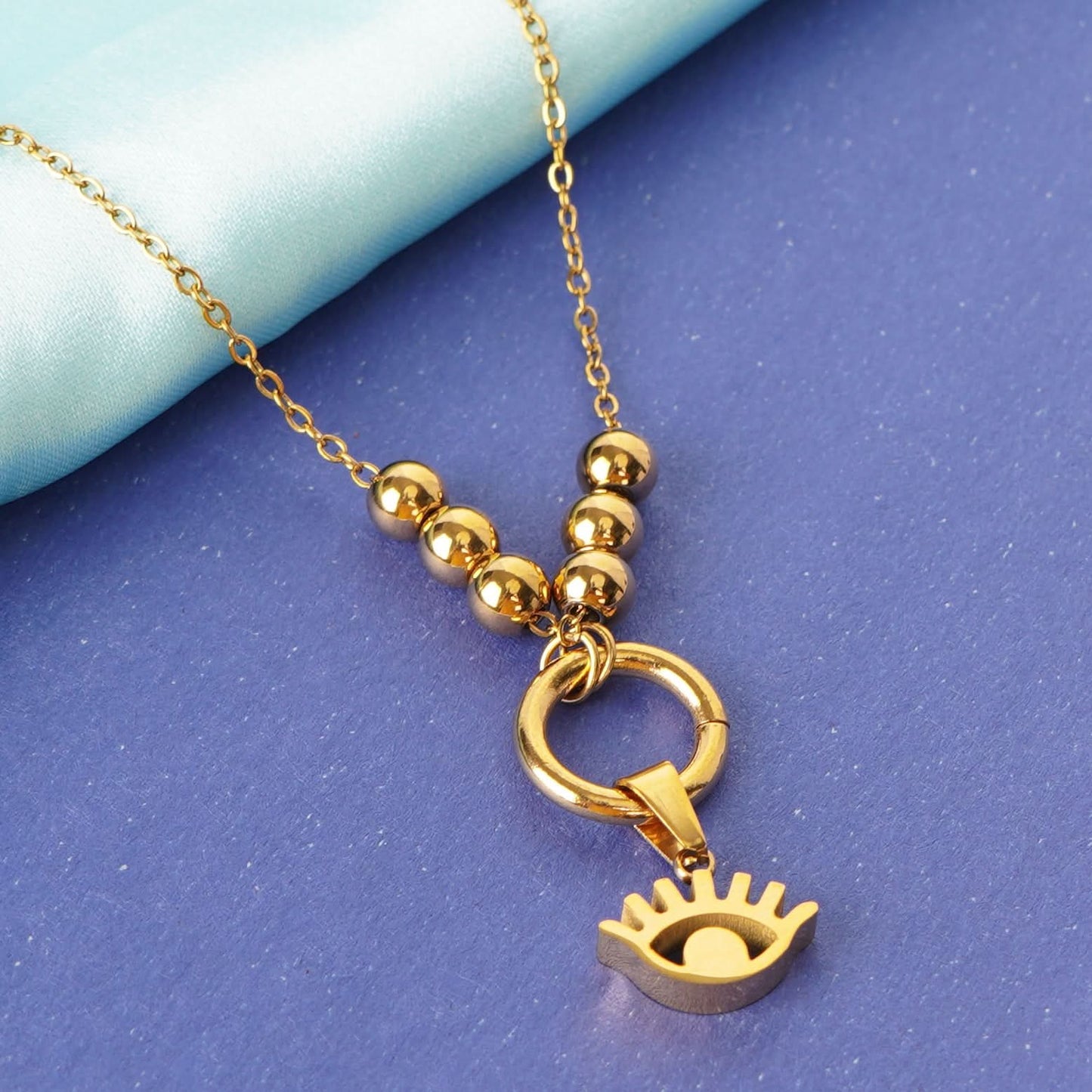 Golden Evil Eye Charm Necklace
