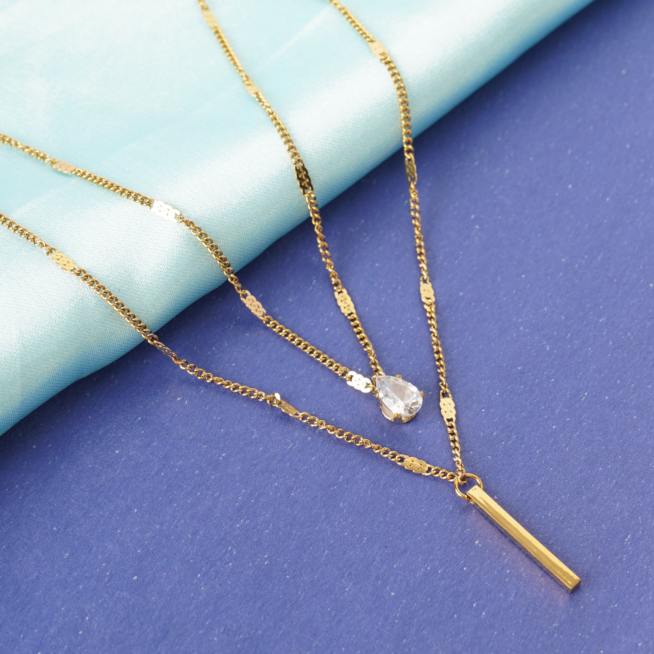 Layered Crystal Drop Necklace