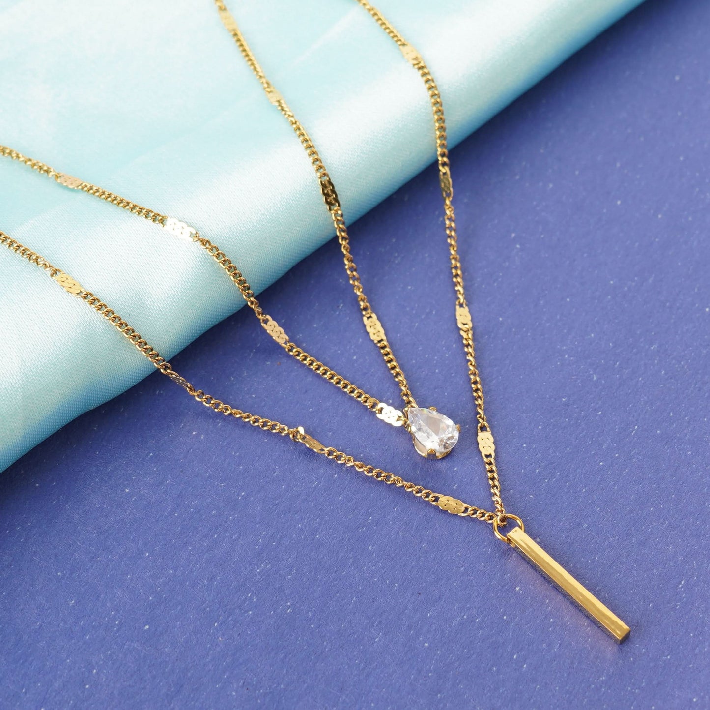 Layered Crystal Drop Necklace