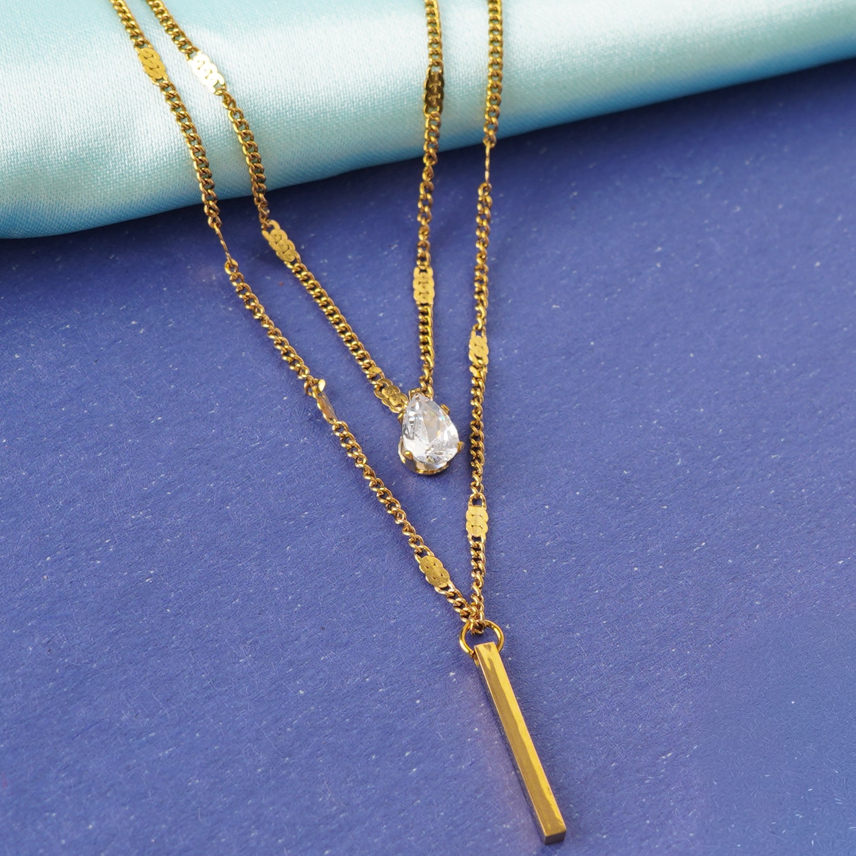 Layered Crystal Drop Necklace