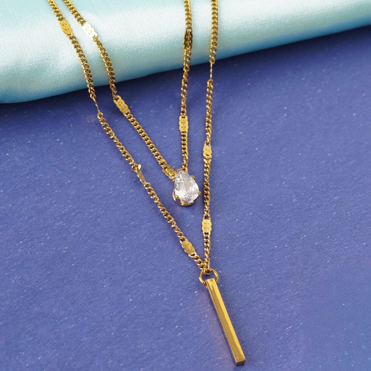 Layered Crystal Drop Necklace