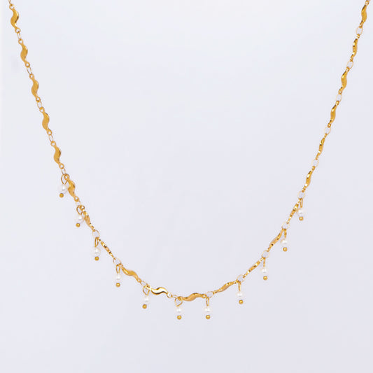 Golden Pearl Drop Necklace