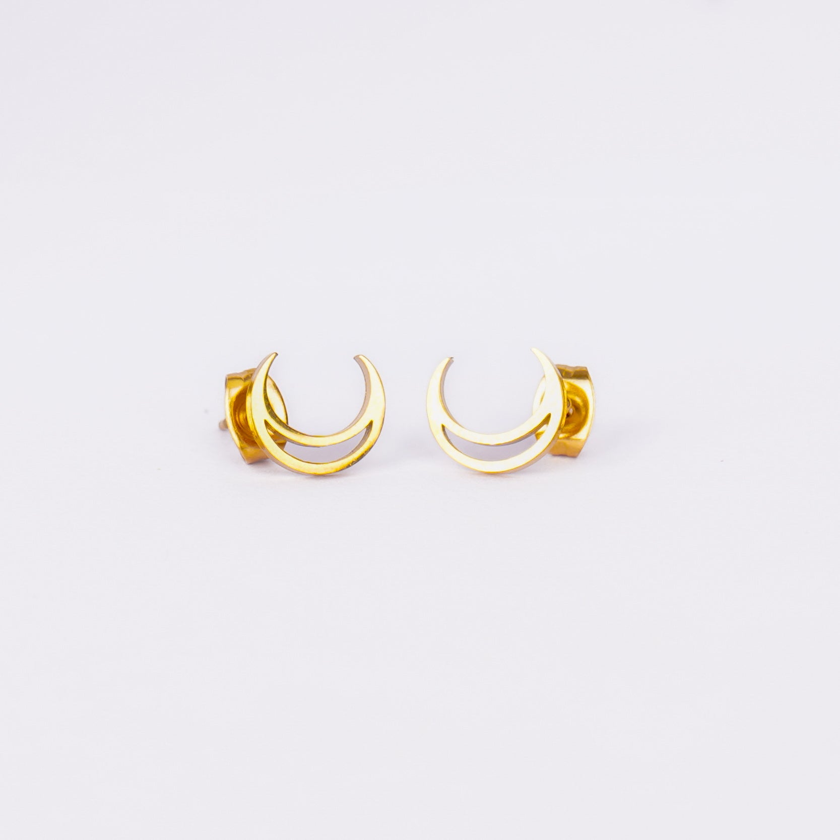 Double Crescent Moon Stud Earrings
