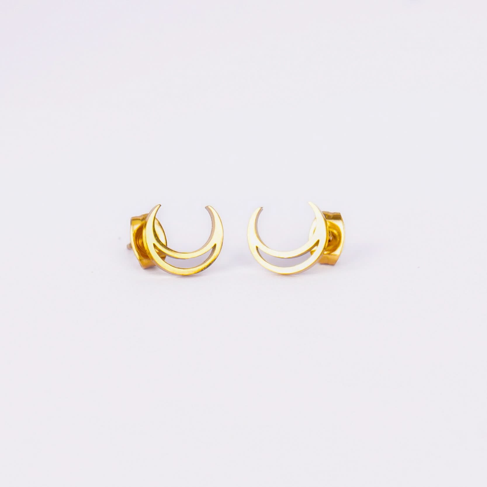 Double Crescent Moon Stud Earrings