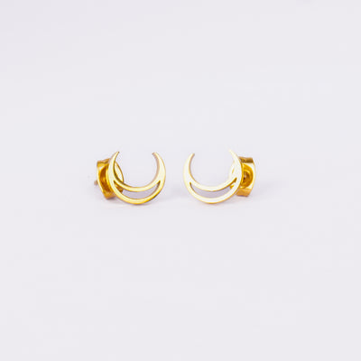 Double Crescent Moon Stud Earrings