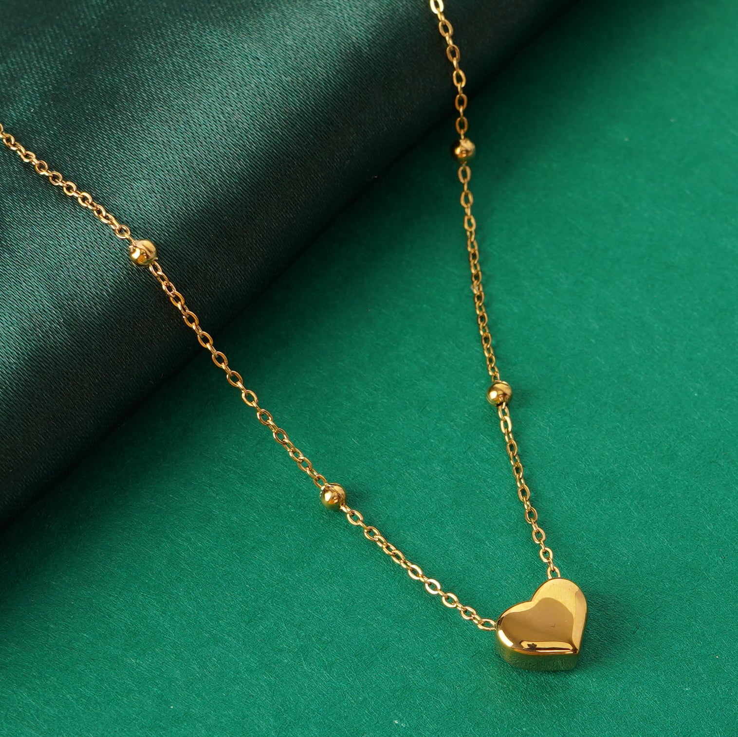 Romantic Heart Gold Finish Necklace