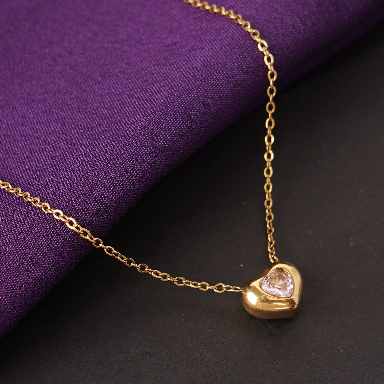 Rose Light Pink Heart Necklace