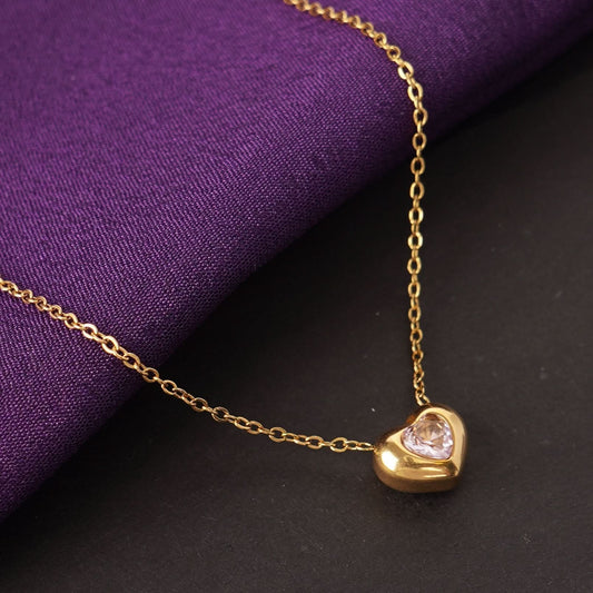 Rose Light Pink Heart Necklace
