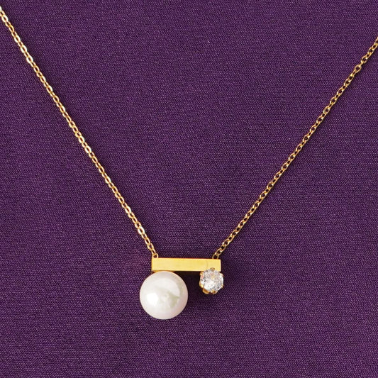 Golden Pearl Duo Necklace