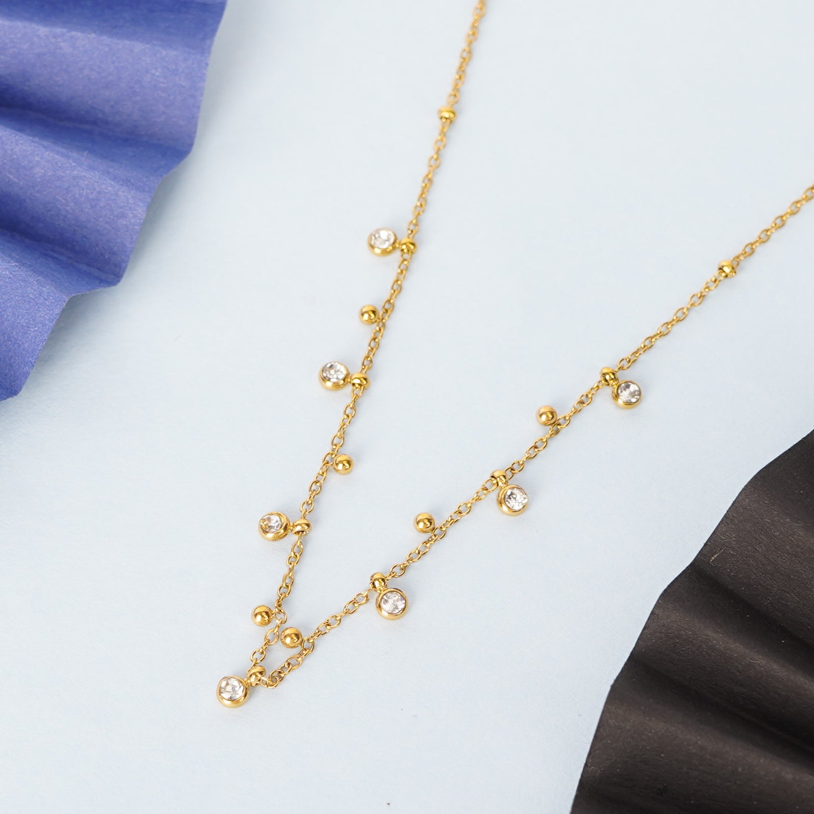Golden Dewdrop Multi-Charm Necklace
