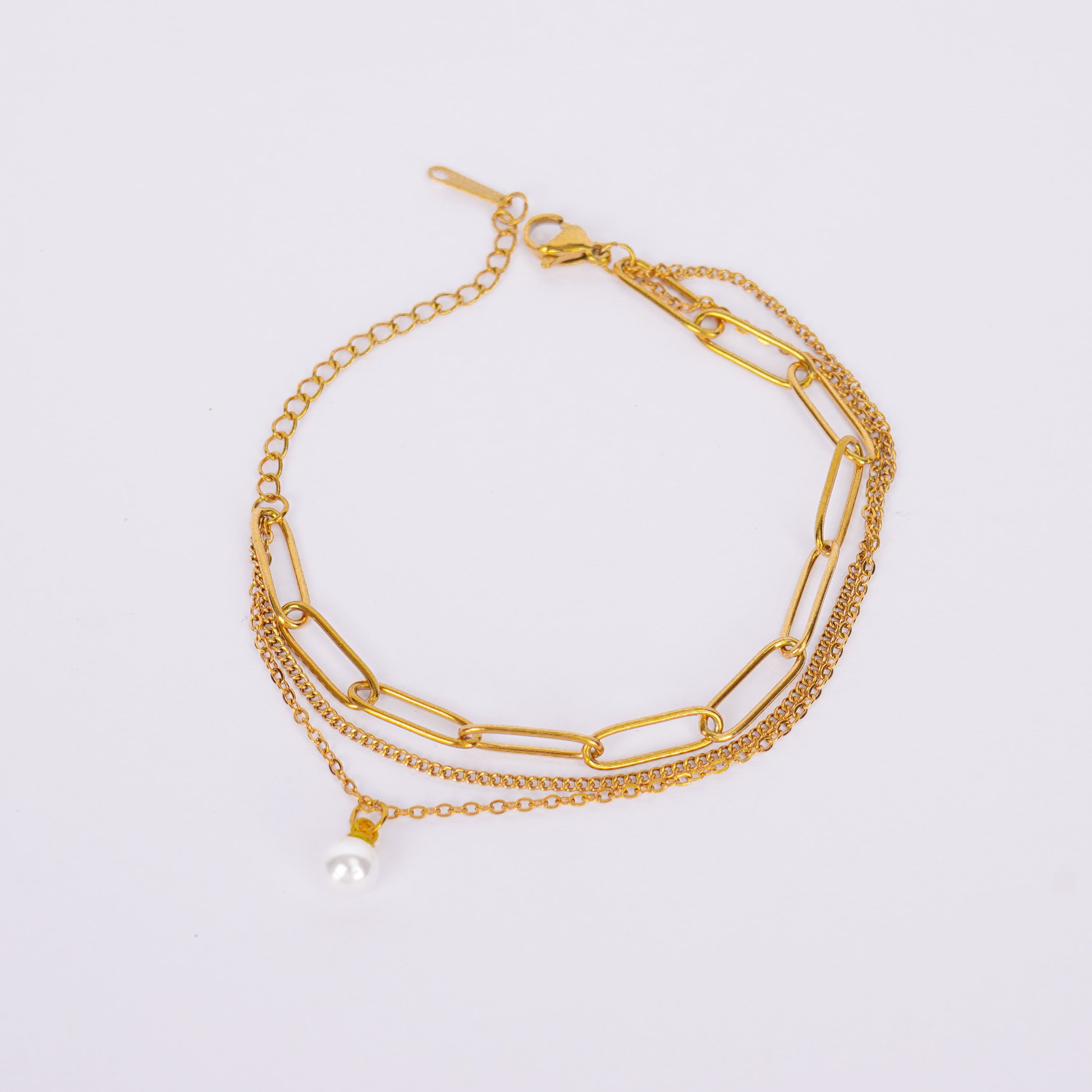 Golden Pearl Link Elegance Bracelet