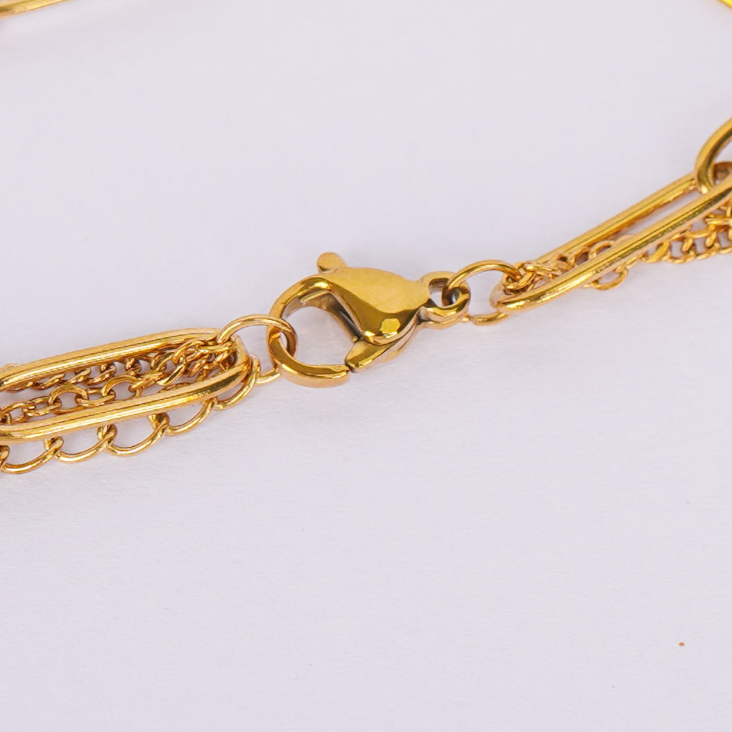 Golden Pearl Link Elegance Bracelet