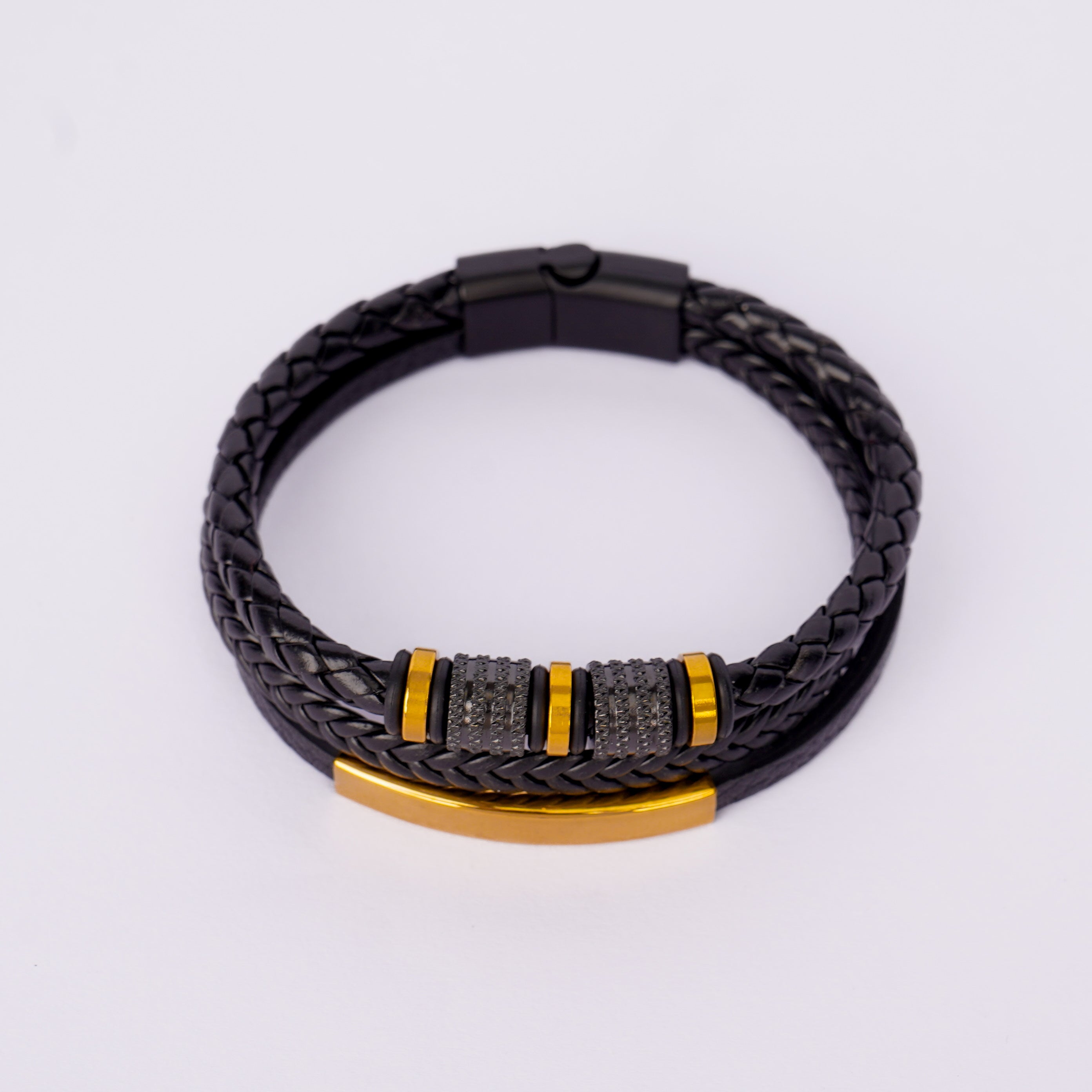 Royal Noir Leather Luxe Bracelet