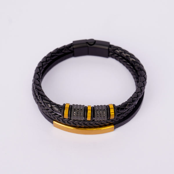 Royal Noir Leather Luxe Bracelet