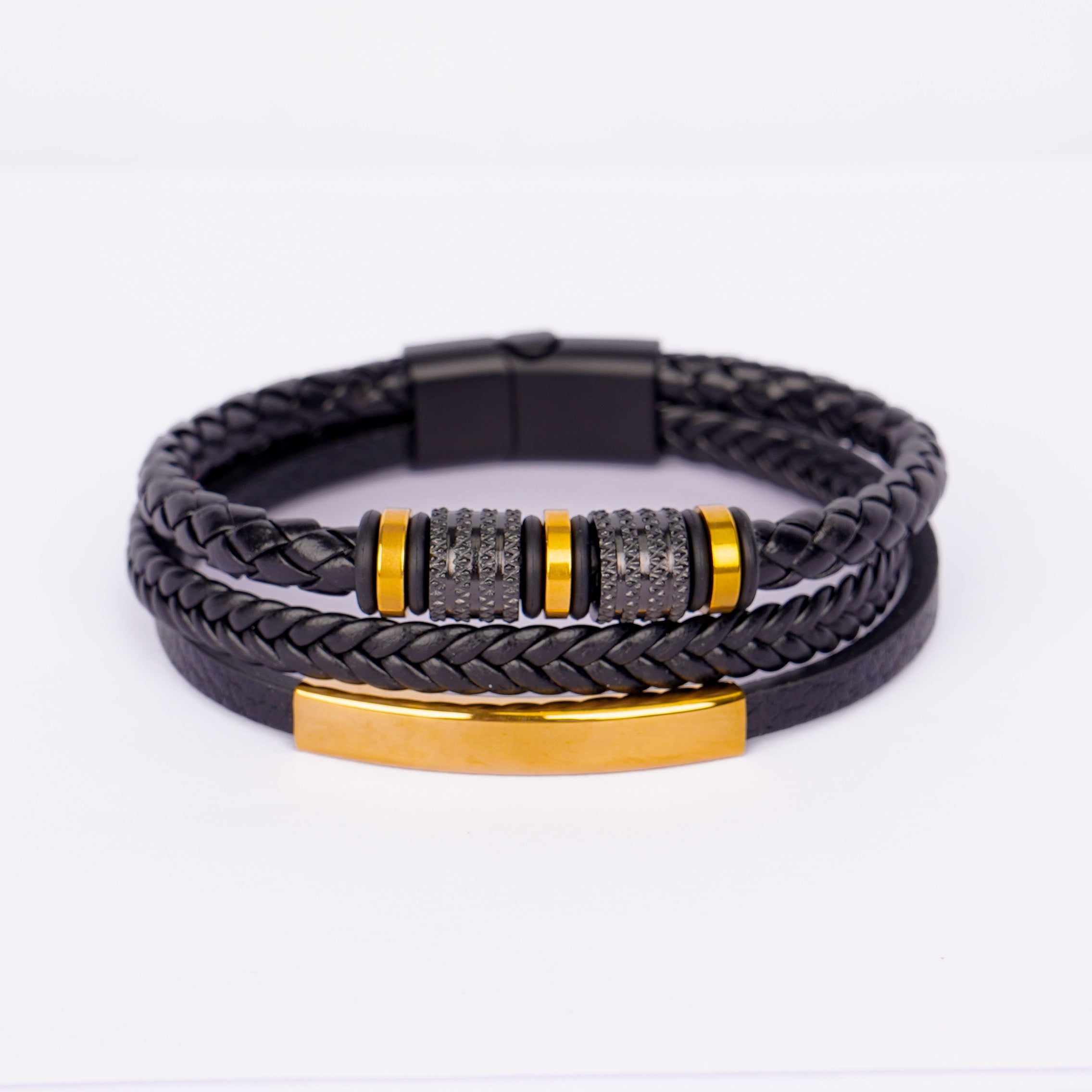 Royal Noir Leather Luxe Bracelet