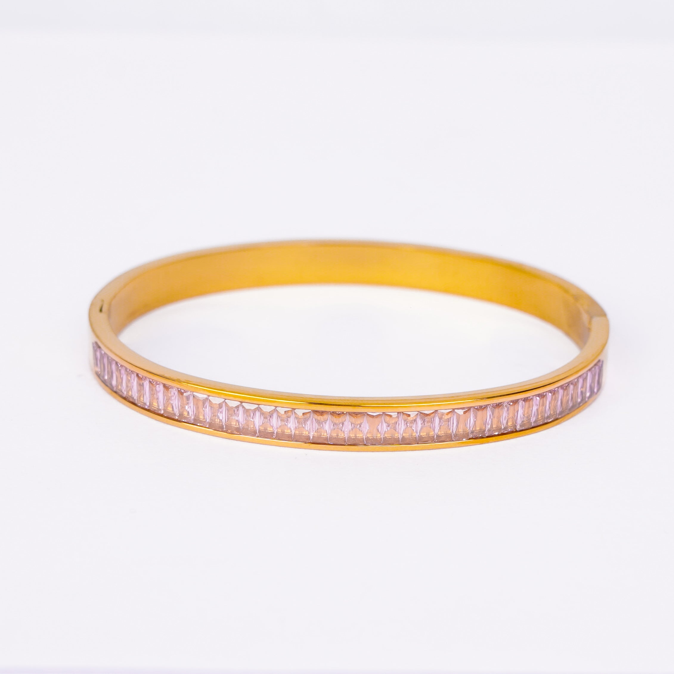 Pink Baguette Crystal Bangle Bracelets