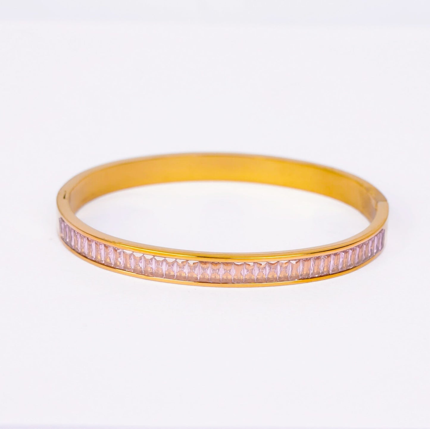 Pink Baguette Crystal Bangle Bracelets