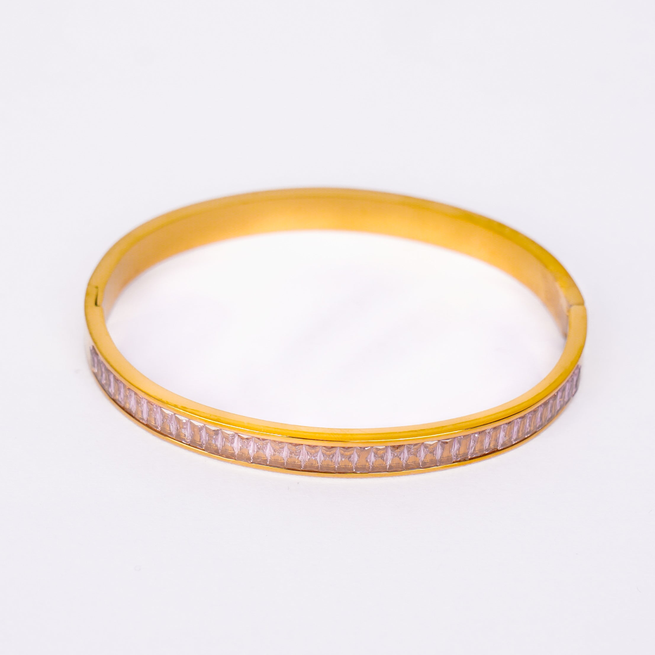 Pink Baguette Crystal Bangle Bracelets