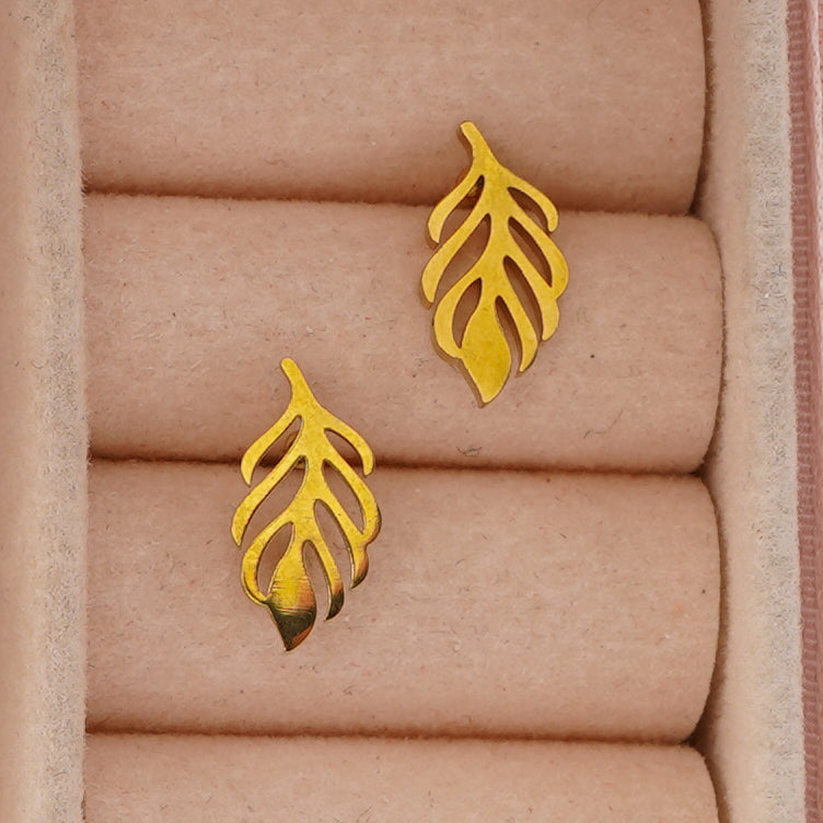Minimal Leaf Stud Earrings
