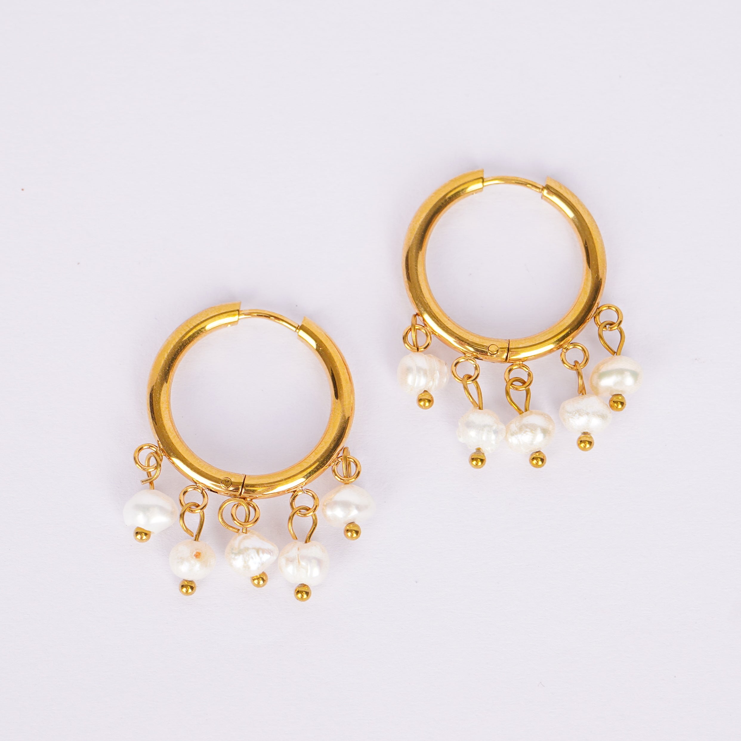 Pearl Charm Hoop Earrings