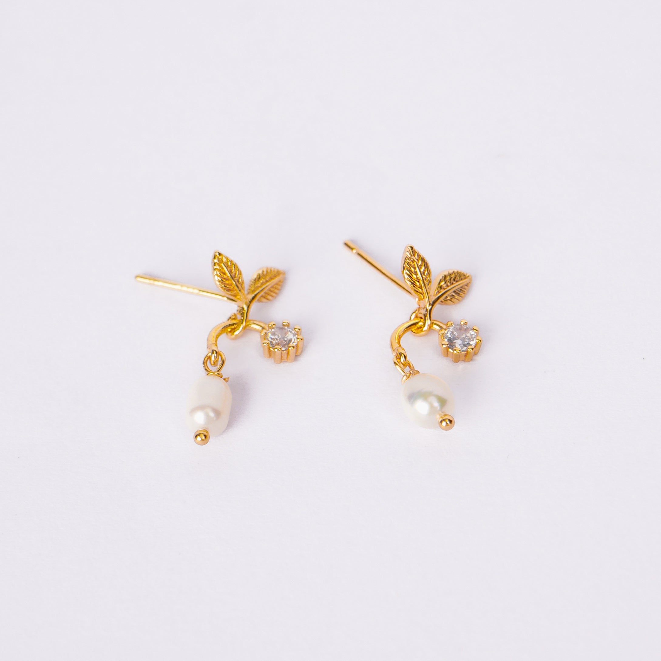 Pearl Leaf Drop Earrings