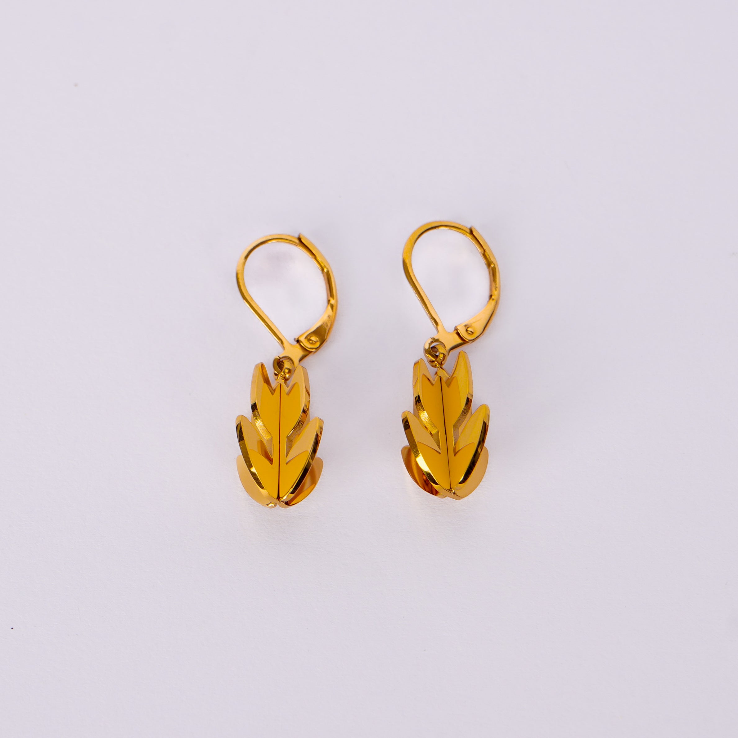 Golden Leaf Drop Earrings