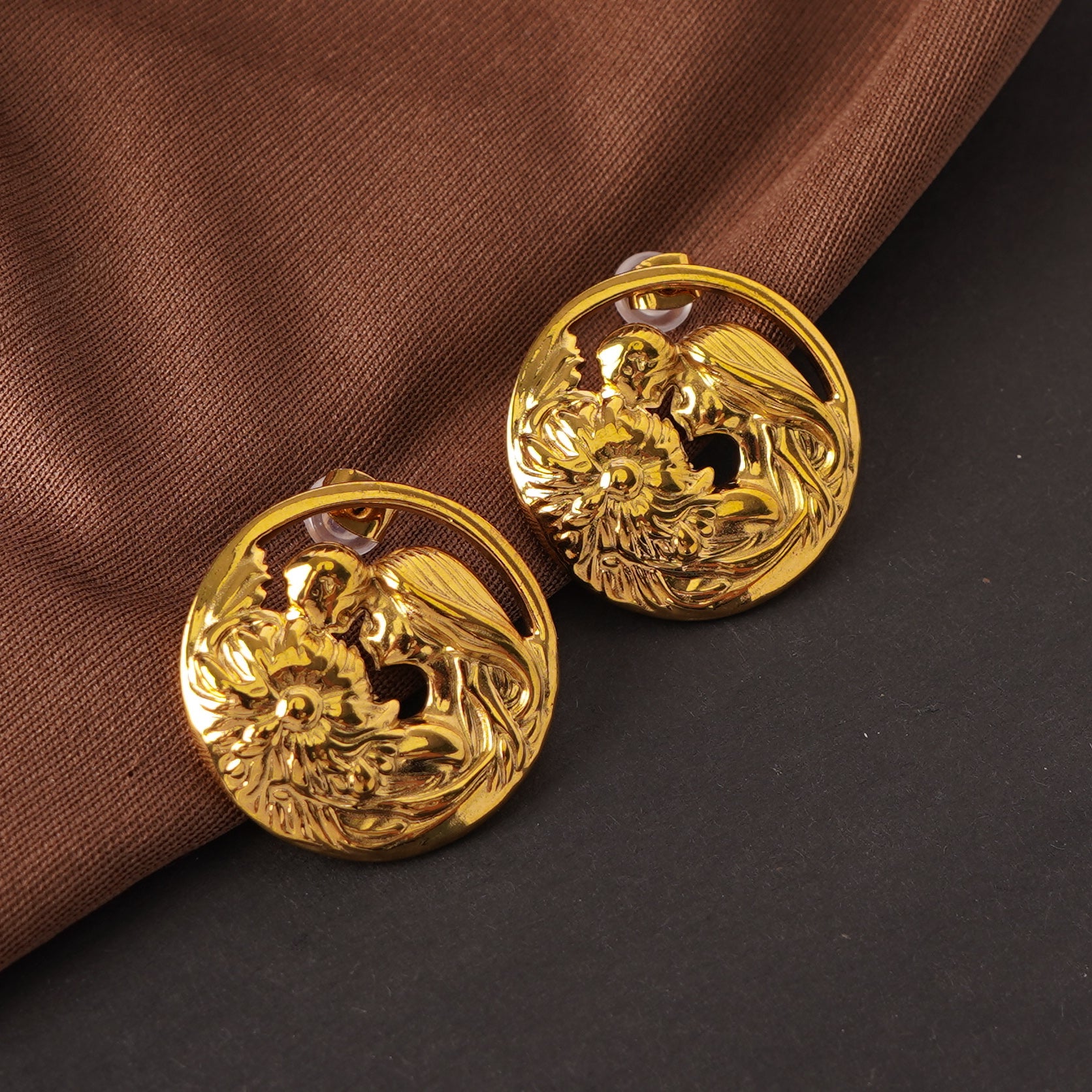 Vintage Gold Medallion Earrings