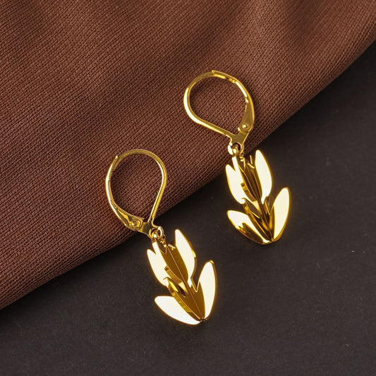 Golden Leaf Drop Earrings