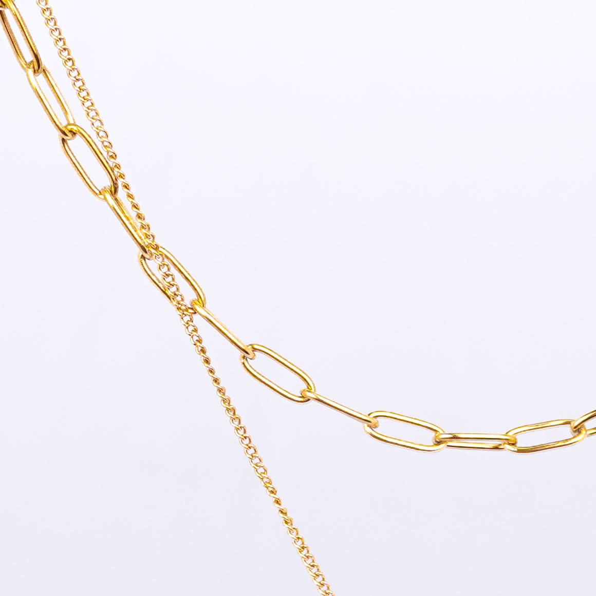 Pearl Heart Layered Chain Necklace