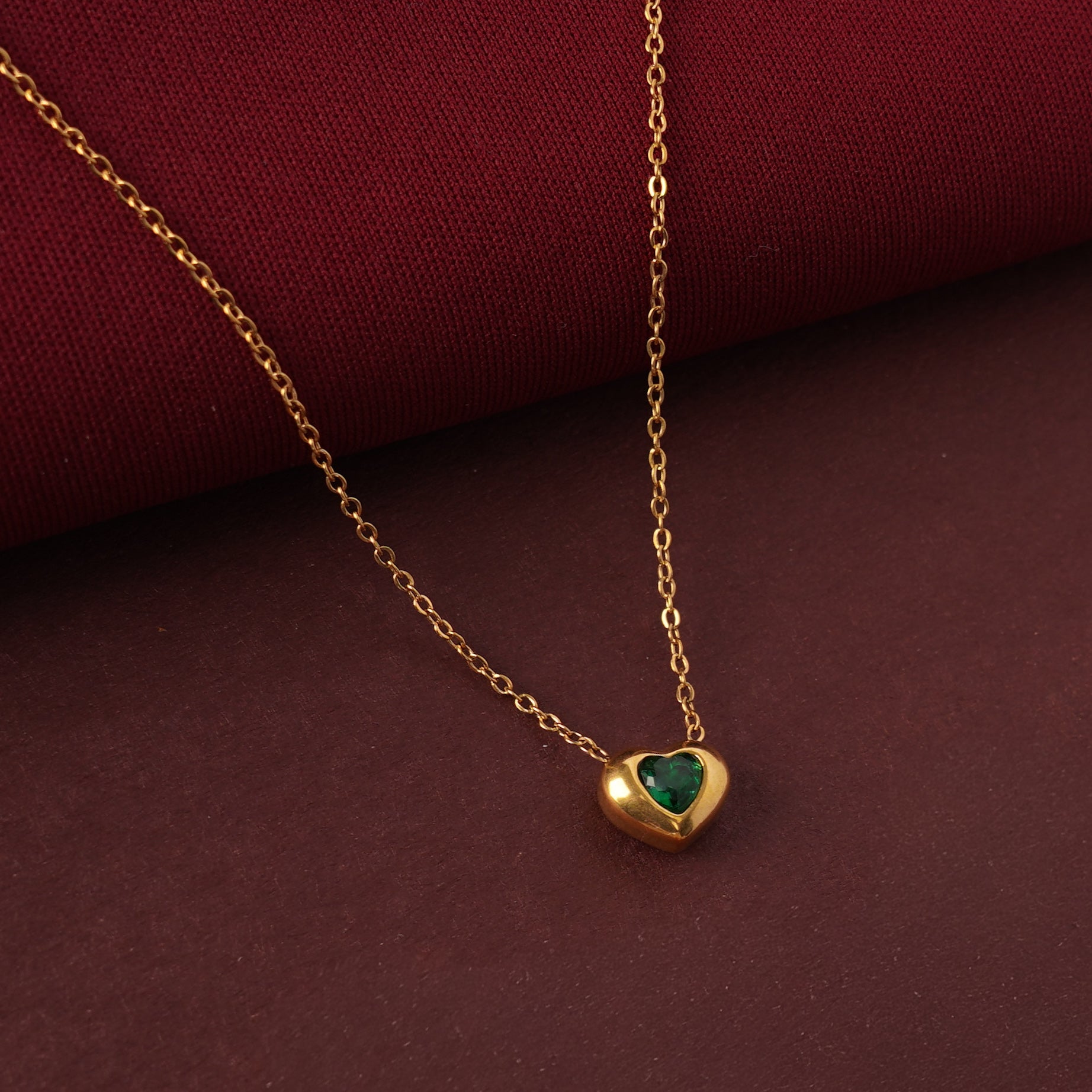 Rose Light Green Heart Necklace