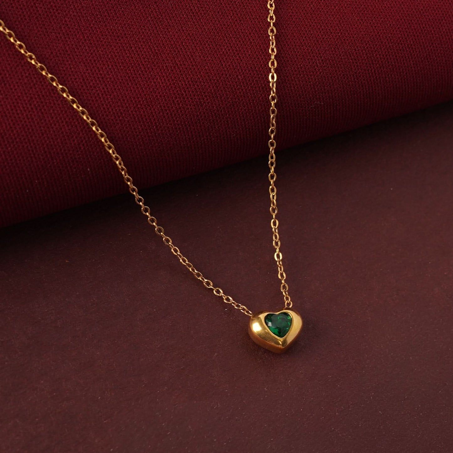 Rose Light Green Heart Necklace